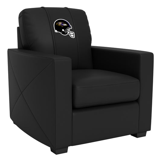 Silver Club Chair with Baltimore Ravens Helmet Logo