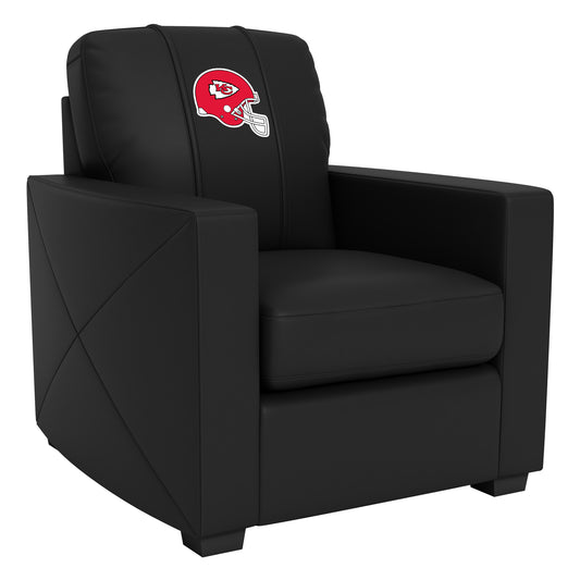 Silver Club Chair with  Kansas City Chiefs Helmet Logo