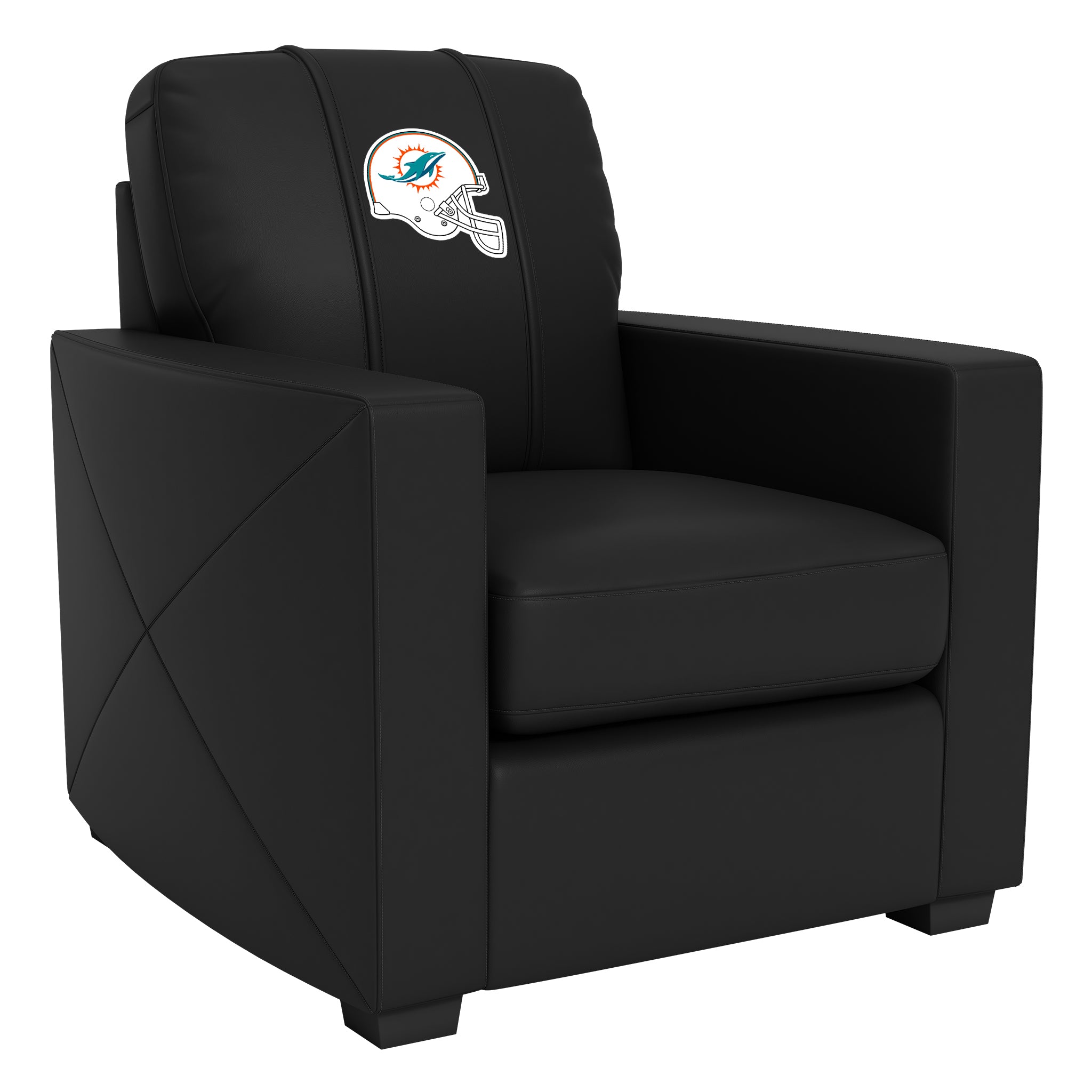 Silver Club Chair with  Miami Dolphins Helmet Logo