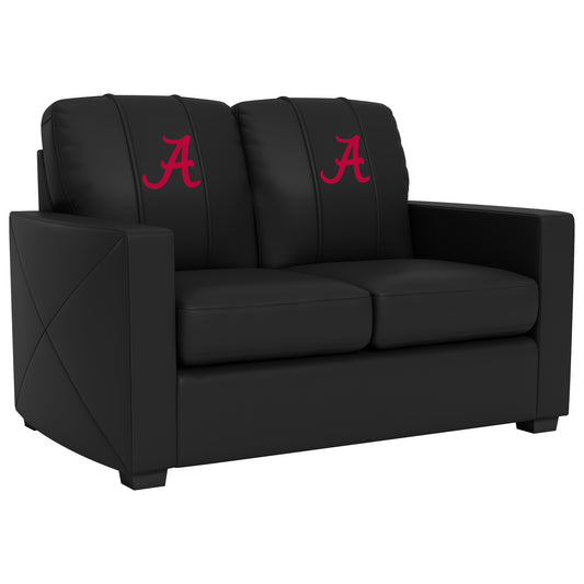 Silver Loveseat with Alabama Crimson Tide Red A Logo