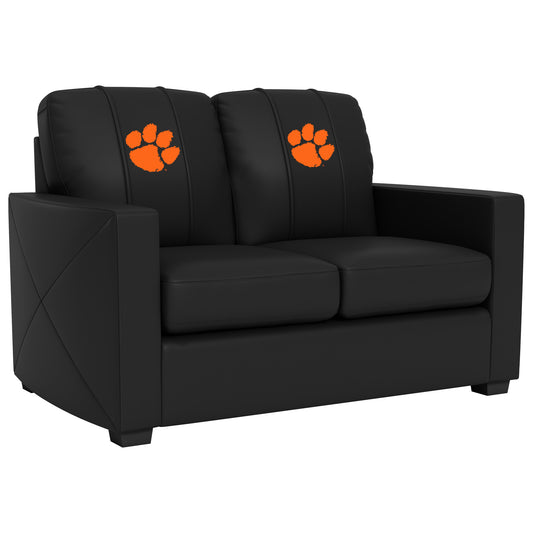 Silver Loveseat with Clemson Tigers Logo