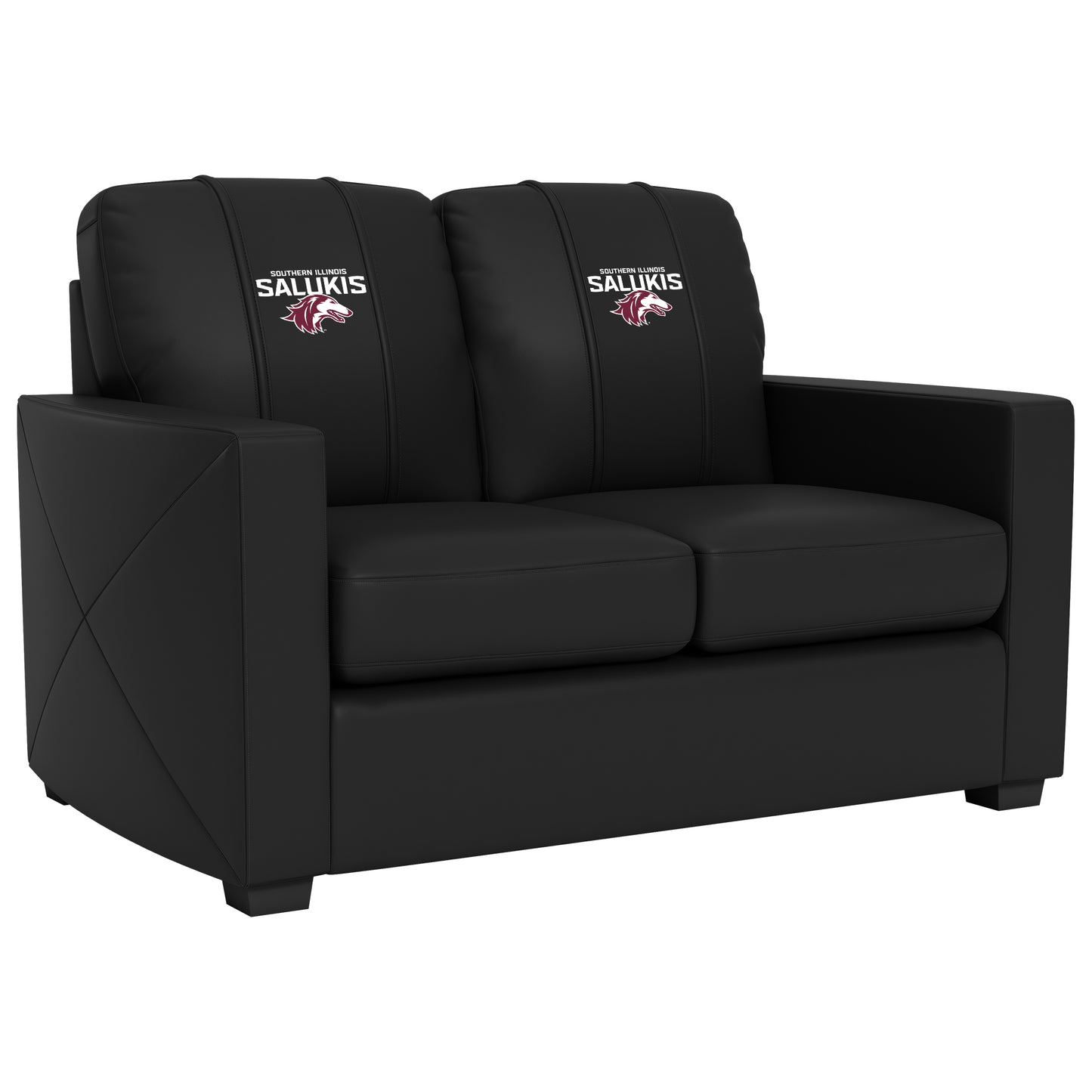 Silver Loveseat with Southern Illinois Salukis Logo