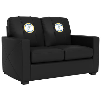 Silver Loveseat with Milwaukee Brewers Cooperstown Primary