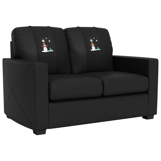Silver Loveseat with Snowman Logo