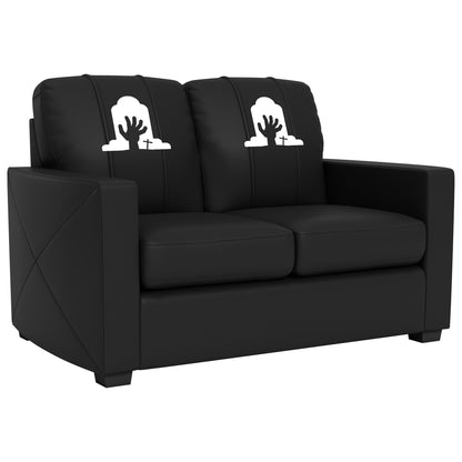Silver Loveseat with Ghoulish Rising Hand Halloween Logo