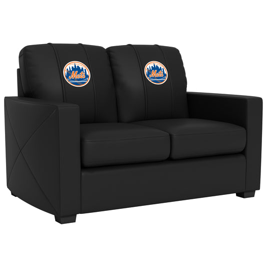 Silver Loveseat with New York Mets Logo