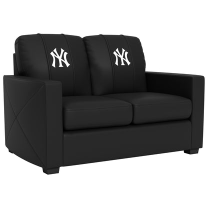 Silver Loveseat with New York Yankees Logo