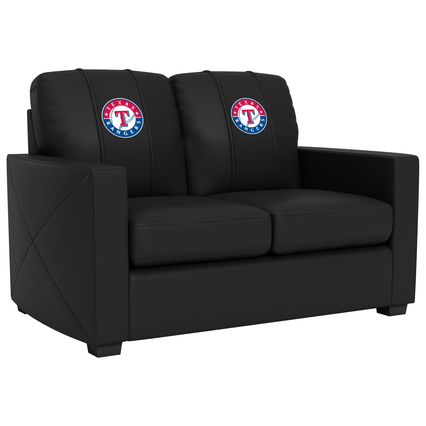 Silver Loveseat with Texas Rangers Logo