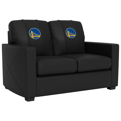Silver Loveseat with Golden State Warriors Logo