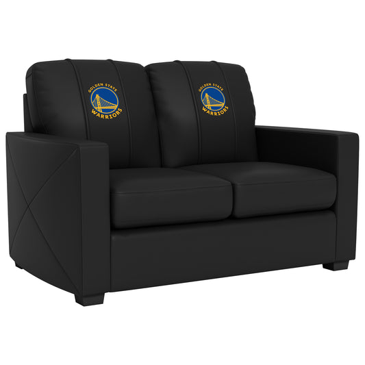 Silver Loveseat with Golden State Warriors Global Logo
