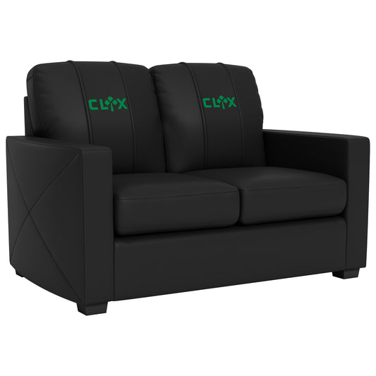 Silver Loveseat with Celtics Crossover Gaming Wordmark Green [CAN ONLY BE SHIPPED TO MASSACHUSETTS]
