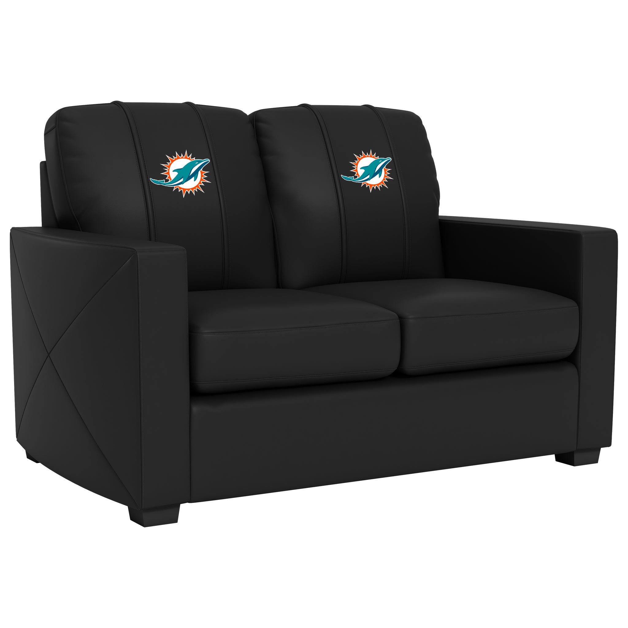 Silver Loveseat with  Miami Dolphins Primary Logo