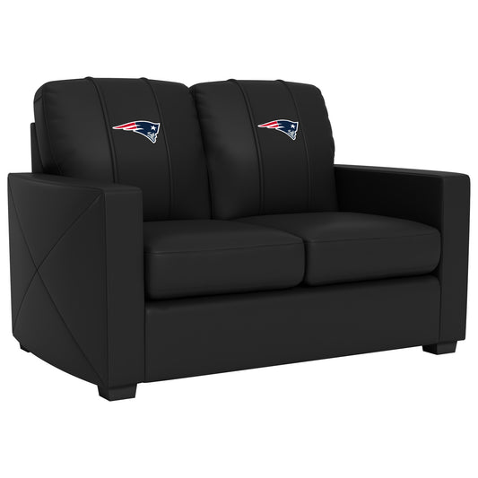 Silver Loveseat with  New England Patriots Primary Logo