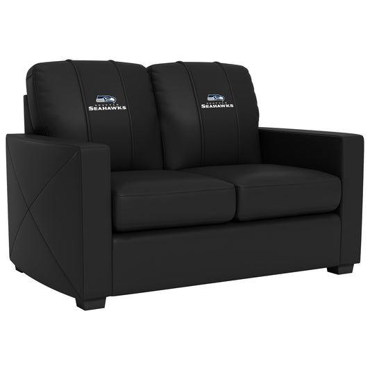 Silver Loveseat with  Seattle Seahawks Secondary Logo
