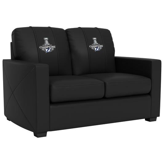 Silver Loveseat with Tampa Bay Lightning 2021 Stanley Cup Champions Logo
