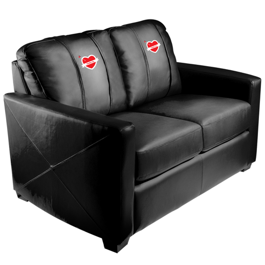 Silver Loveseat Valentine's Day Heart with Arrow Logo