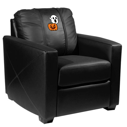 Silver Club Chair with Spooky Pumpkin patch Logo