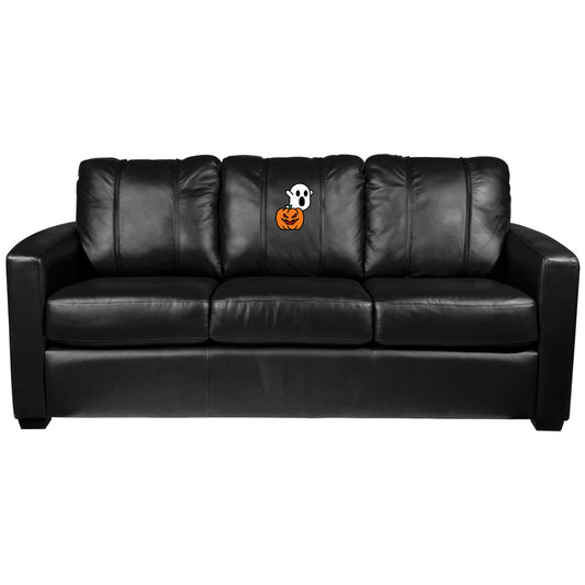 Silver Sofa with Spooky Pumpkin patch Logo