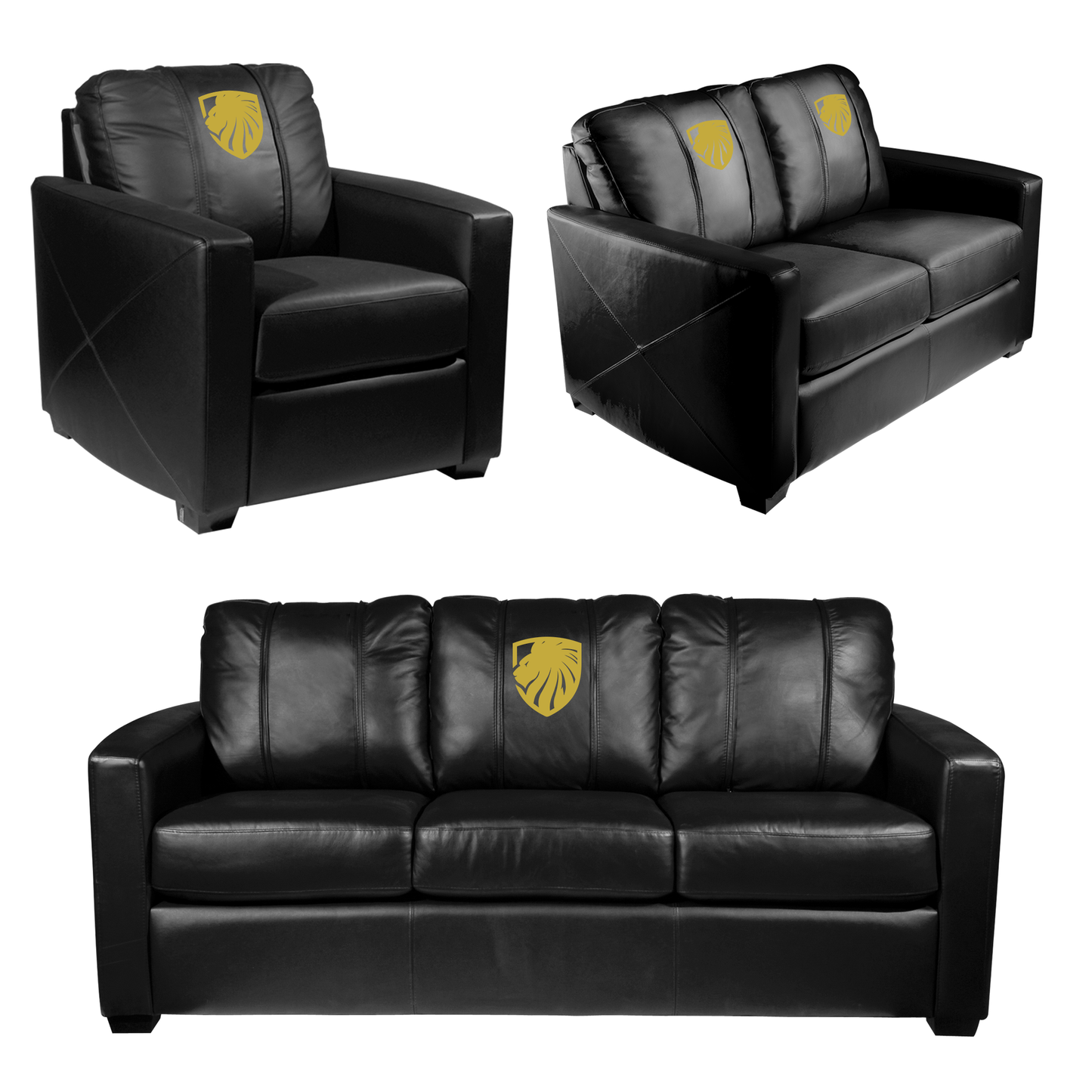 Stationary Sofa with Las Vegas Inferno Gold  Logo