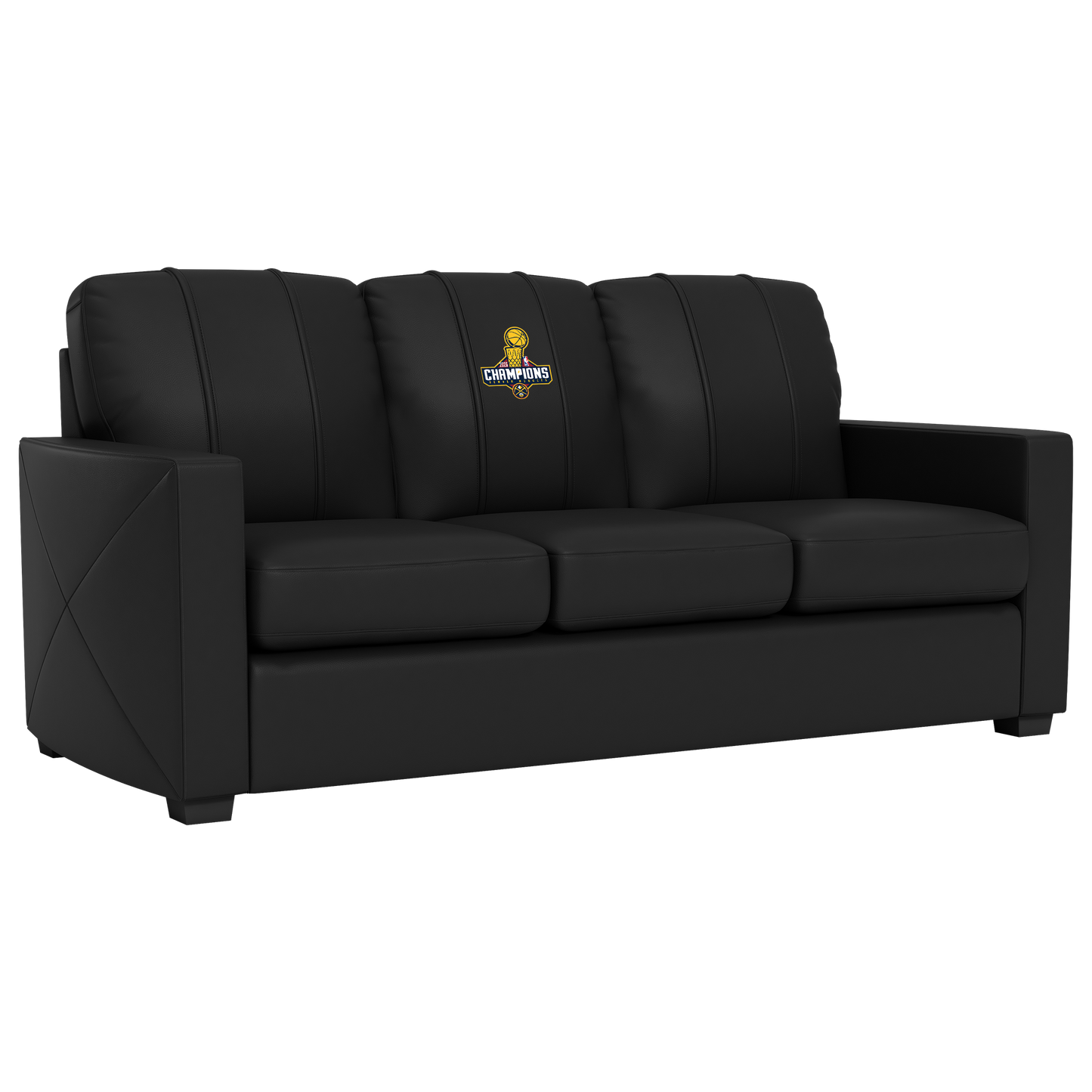 Silver Sofa with Denver Nuggets 2023 Championship Logo