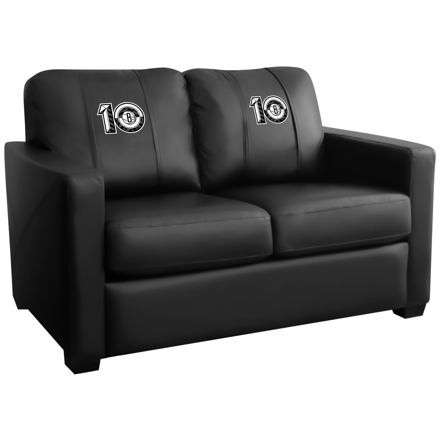 Silver Loveseat with Brooklyn Nets Team Commemorative Logo