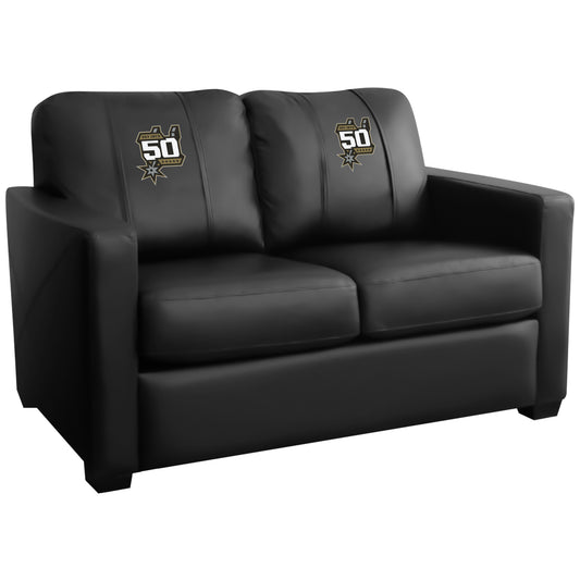 Silver Loveseat with San Antonio Spurs Team Commemorative Logo
