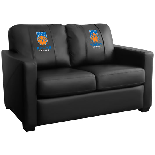 Silver Loveseat with Knicks Gaming Global Logo