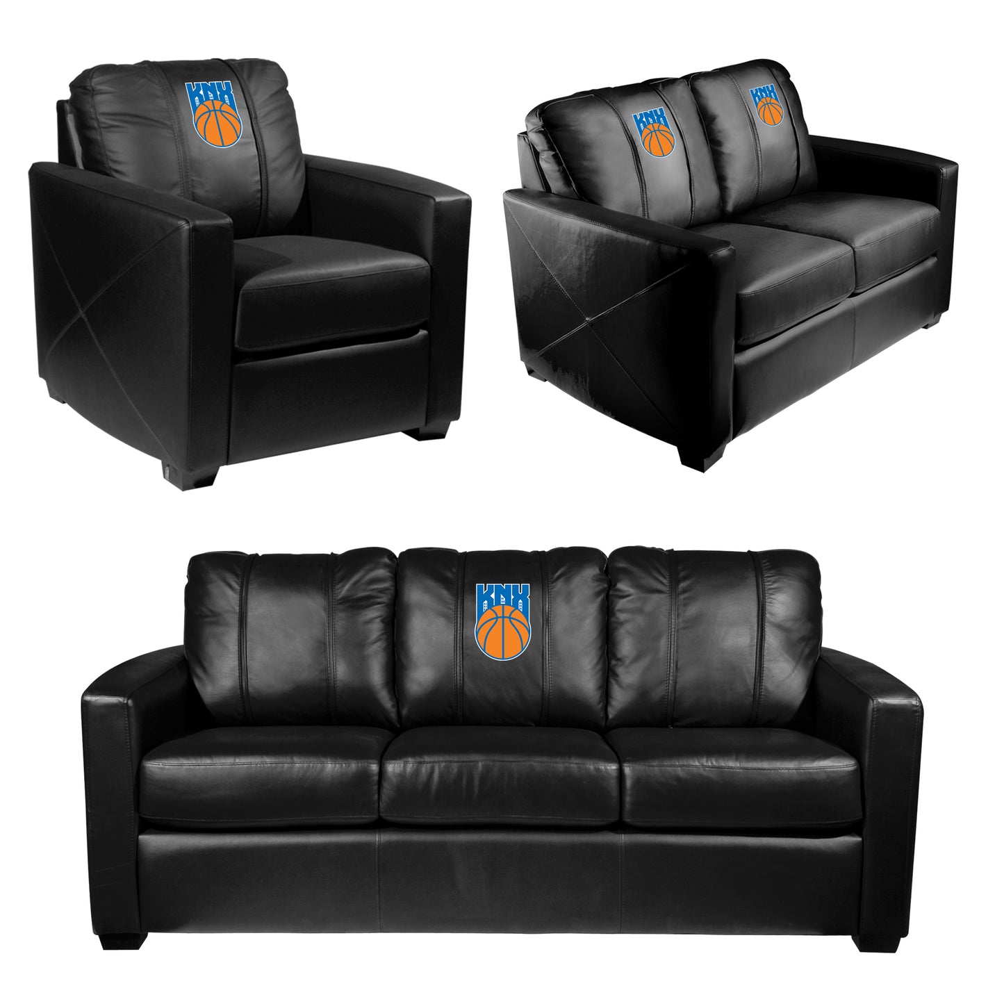 Silver Sofa with Knicks Gaming Secondary Logo