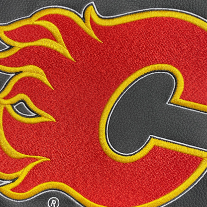 Silver Loveseat with Calgary Flames Logo