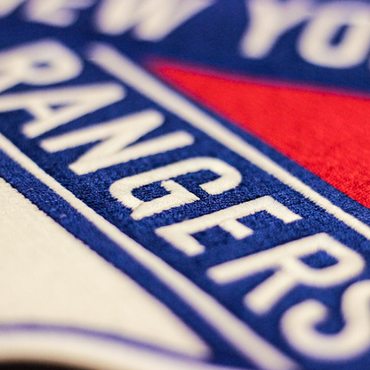 Silver Loveseat with New York Rangers Logo