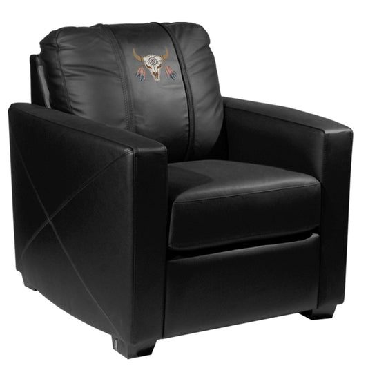 Silver Club Chair with Painted Skull Logo Panel