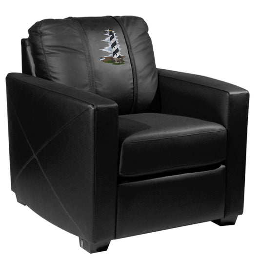 Silver Club Chair with Lighthouse Black & White Logo Panel