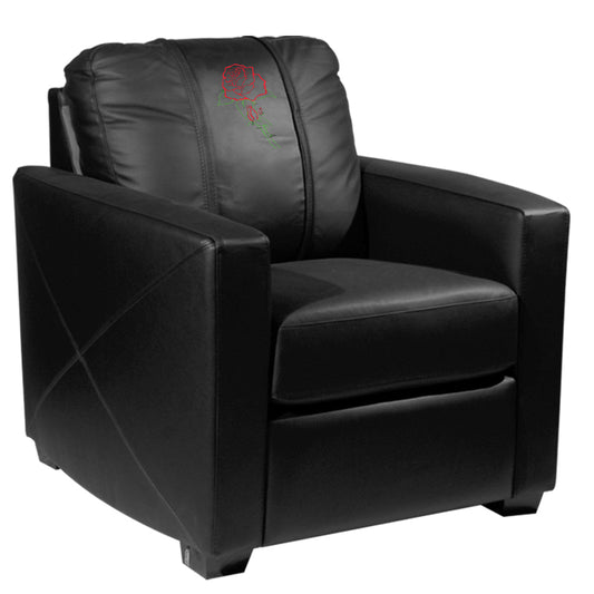 Silver Club Chair with Red Rose Logo Panel