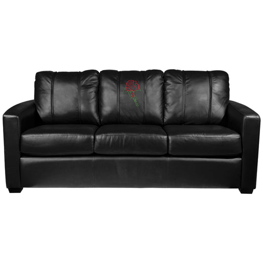 Silver Sofa with Red Rose Logo Panel
