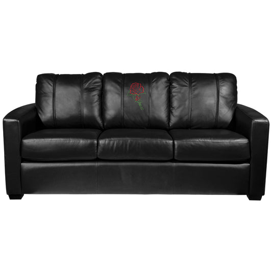 Silver Sofa with Red Rose Logo Panel