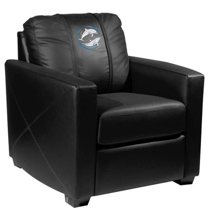 Silver Club Chair with Dolphin Swirl Logo Panel