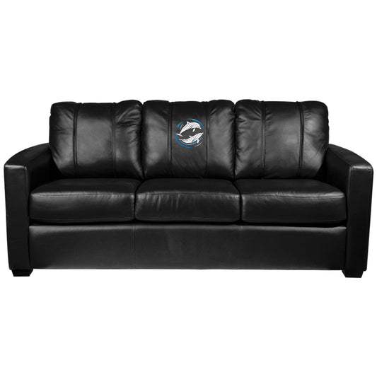 Silver Sofa with Dolphin Swirl Logo Panel