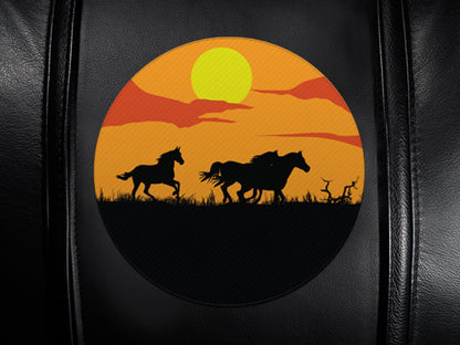Silver Club Chair with Horses Sunset Logo Panel