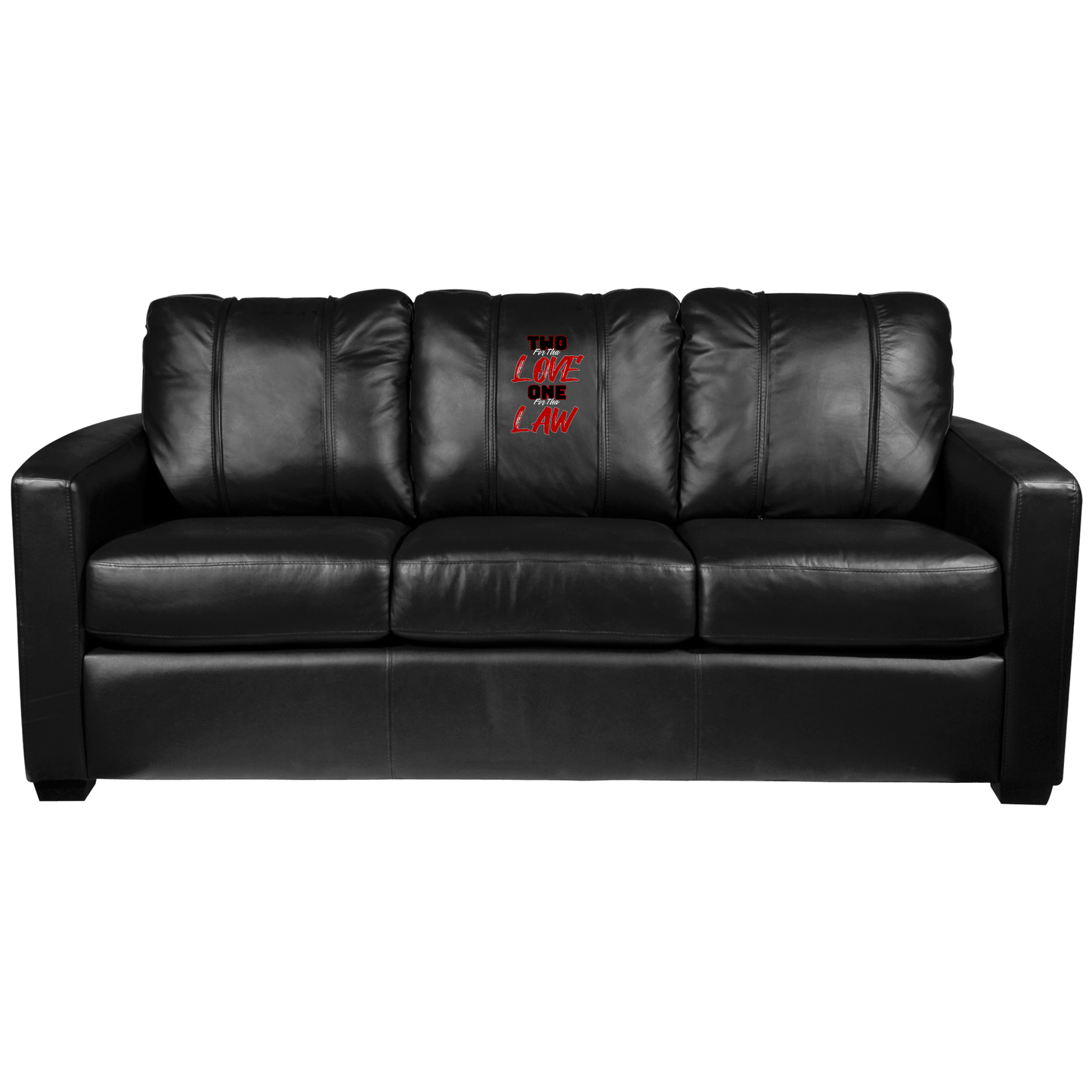 Stationary Loveseat with Two For Tha Love One For Tha Law  Logo