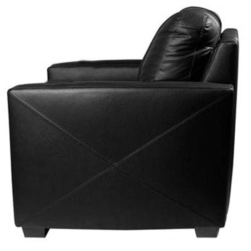 Silver Club Chair with Cabin Scene Logo Panel