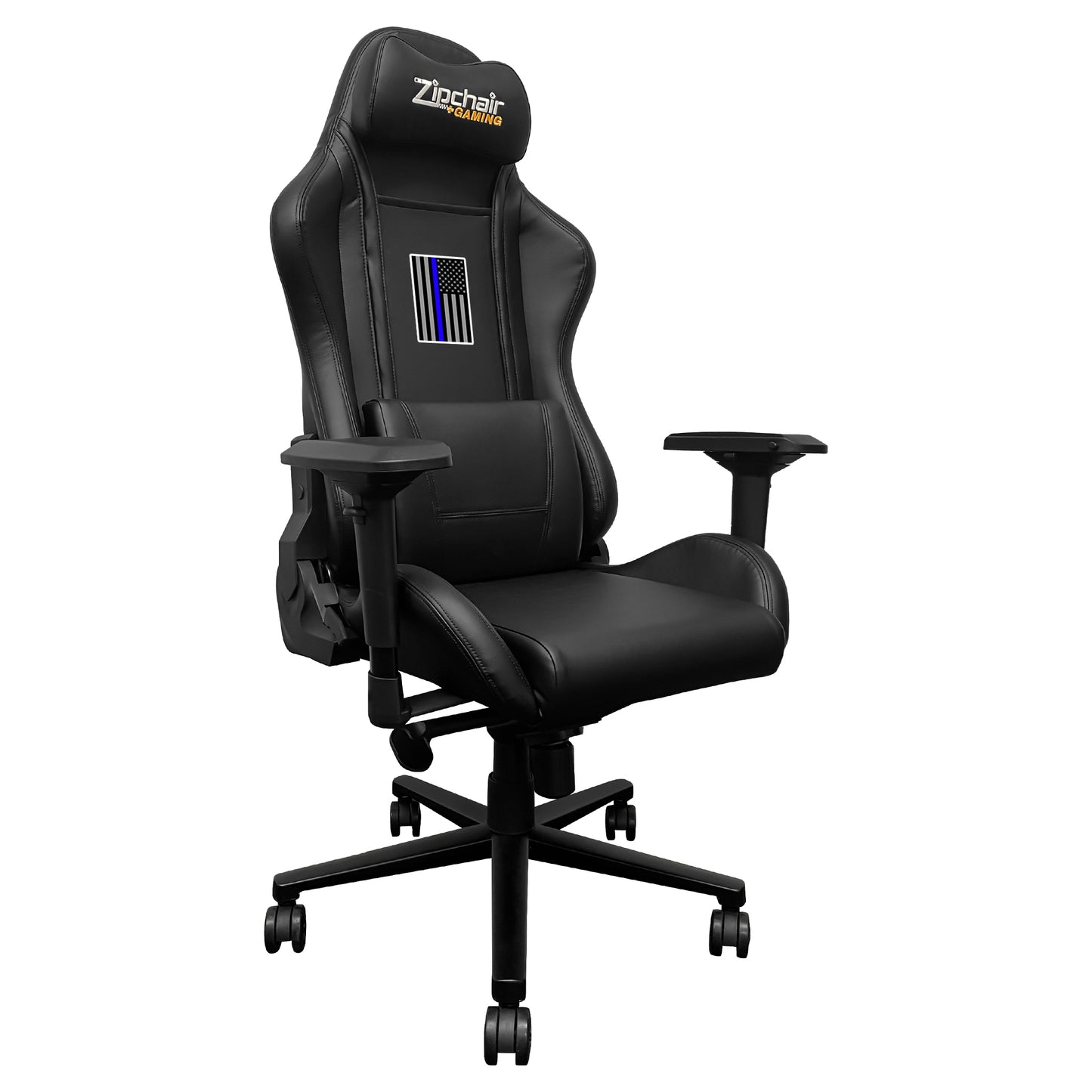 Xpression Pro Gaming Chair with Blue Line Flag Vertical Logo