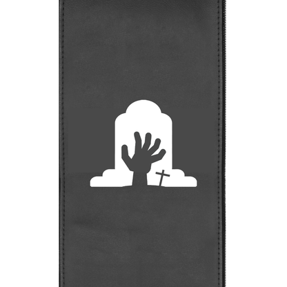 Silver Sofa with Ghoulish Rising Hand Halloween Logo