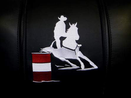 Silver Loveseat with Barrel Rider Logo