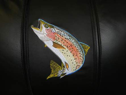 Silver Club Chair with Rainbow Trout Logo