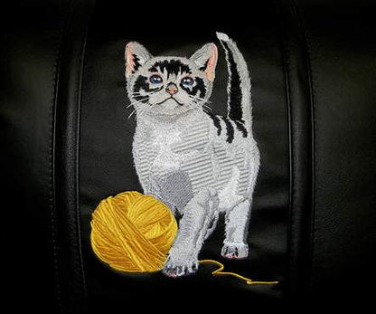 Silver Club Chair with Kitten with Yarn Logo Panel