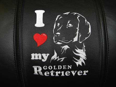 Silver Loveseat with Golden Retriever Logo Panel